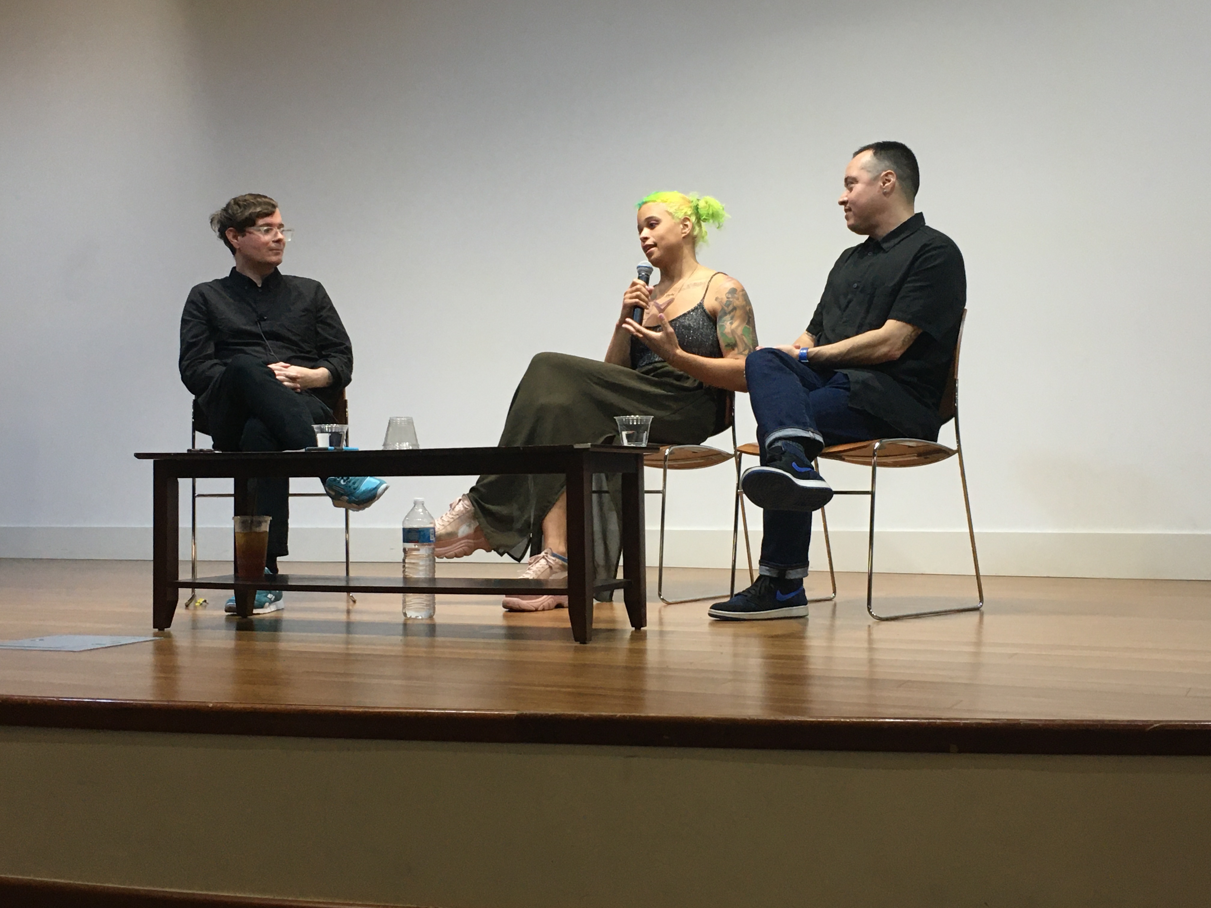 Erik Stanley in conversation with artists Tourmaline and Chris Vargas, during the Opacities: Trans Visual Cultures lecture, spring 2020