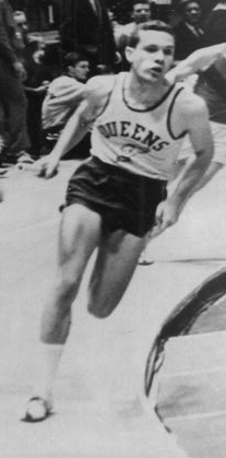 Brooks running in Madison Square Garden relay, 1962