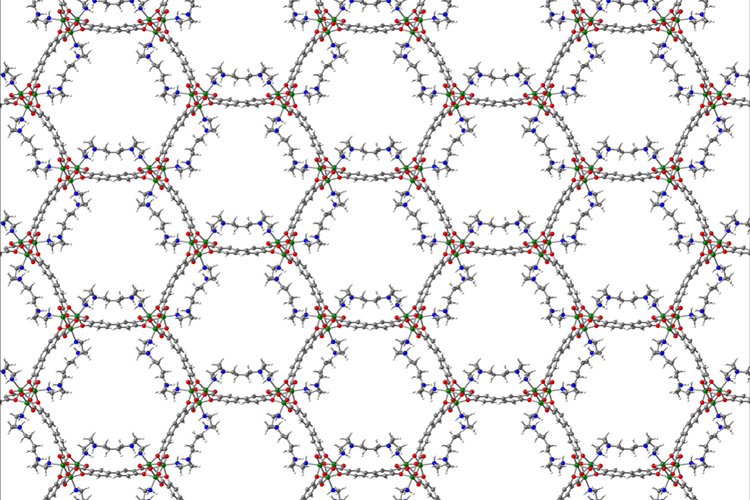 the porous structure of a MOF