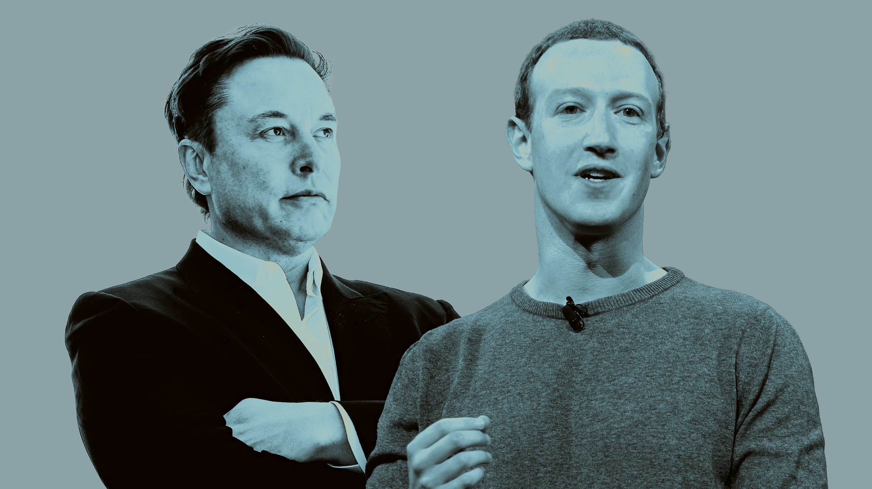 Photo illustration of X leader Elon Musk and Facebook chief Mark Zuckerberg