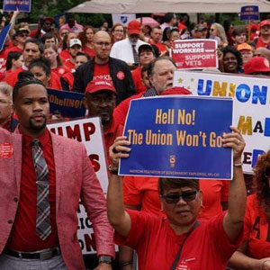 Union workers at rally