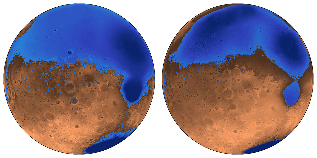 Illustration of early ocean in Mars called Arabia
