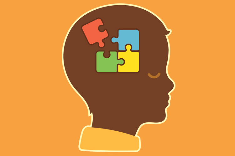 puzzle pieces in child's brain