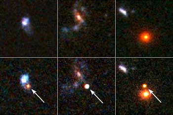 Six photos taken by the Hubble telescope.