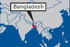 simple map showing placement of Bangladesh.
