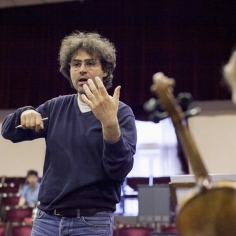 Carmine during a rehearsal of his opera "Pane, sale, sabbia"