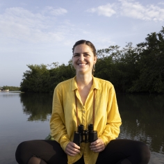 Prof. Echeverri Ochoa birdwatching in Caribbean mangroves