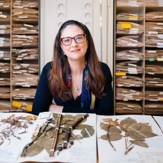 Lucia Lohmann with specimens from the Herbaria collection