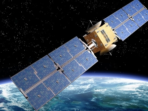 Illustration of a satellite orbiting the earth