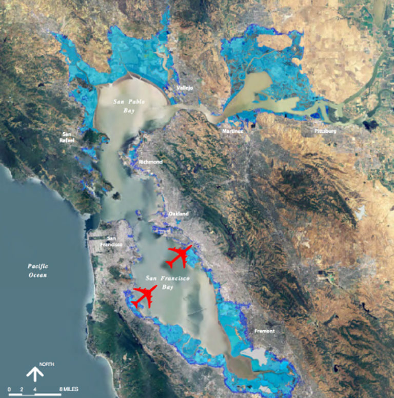 areas flooded by rising sea level in Bay Area