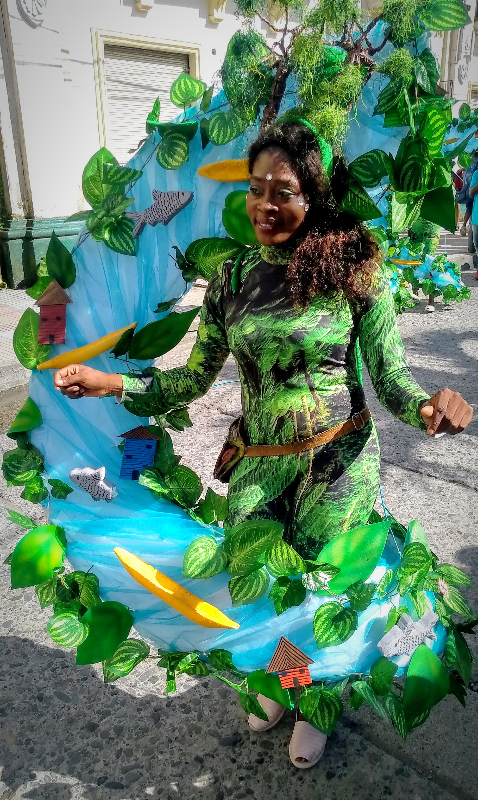 A resident in the city of Quibdó, Colombia, dressed as the Atrato river and its biodiversity at the Festival of San Pacho. The costume exemplifies the intricate connection between biodiversity and cultural diversity. The festival was added to the UNESCO’s Representative List of the Intangible Cultural Heritage of Humanity in 2012, and was described as the most important symbolic event in the life of the city of Quibdó. Photo by Stephanie Ontiveros Ospina.