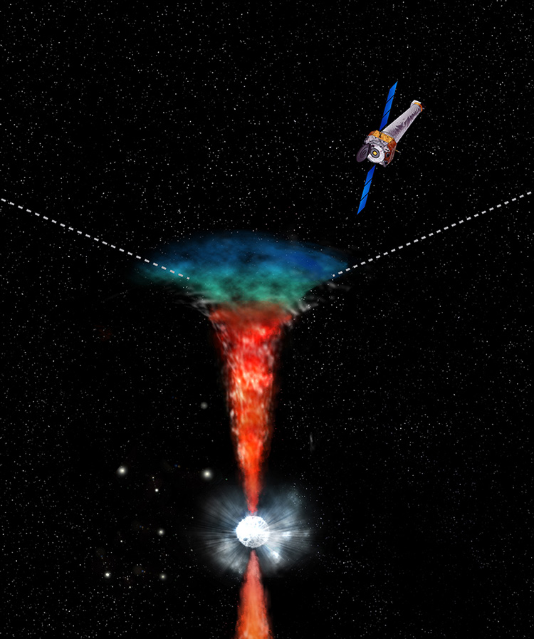 depiction of jets produced by the creation of a black hole