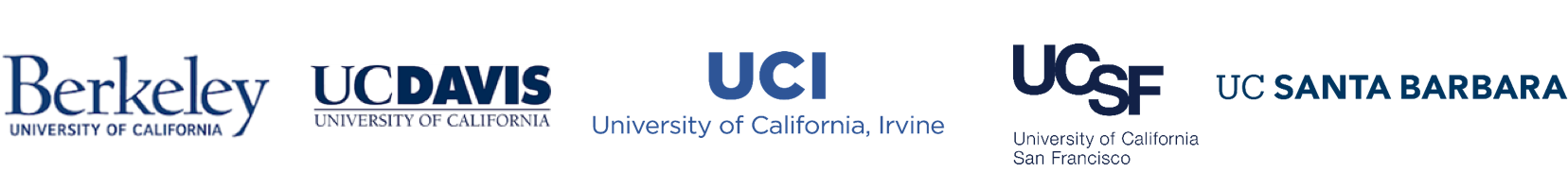 5 logos: UC Berkeley, UC Davis, UC Irvine, UCSF, UC Santa Barbara