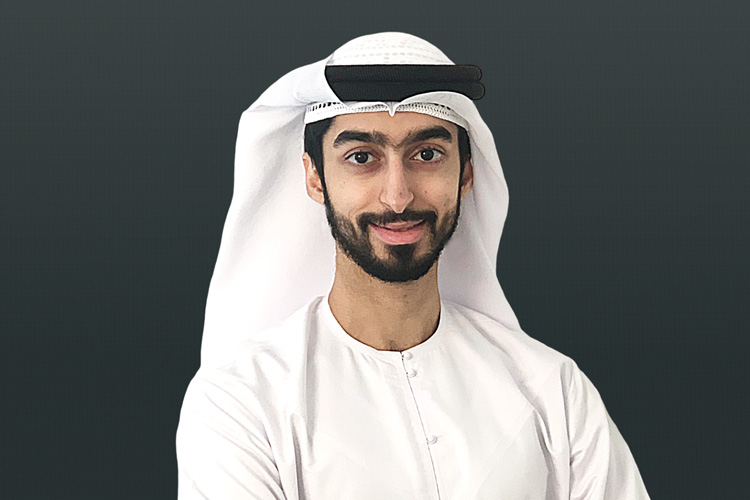 Former UAE student Khalid Al Awar in traditional white dishdasha