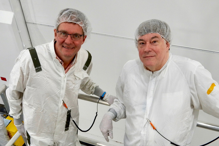 Stuart Bale in the cleanroom preparing instruments for launch