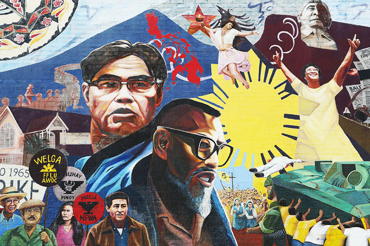 A Los Angeles street mural at Unidad Park by artist Eliseo Silva is titled 