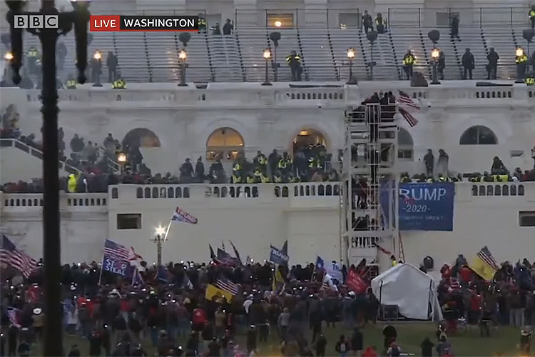 An image of chaos as militant protesters tried to break into the U.S. Capitol