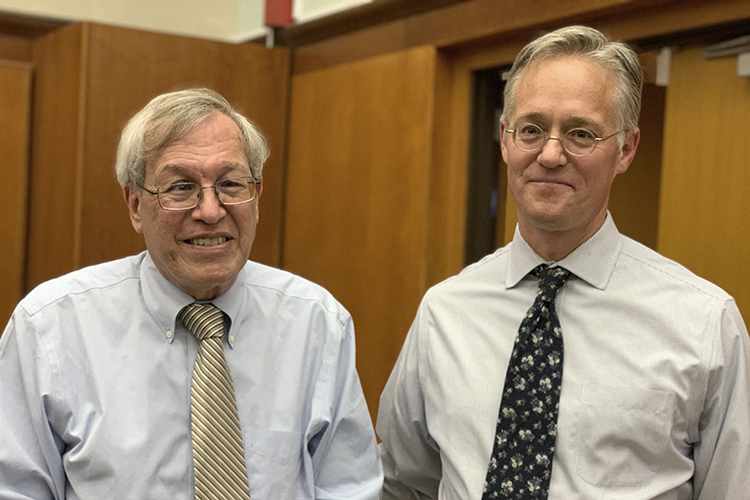  Erwin Chemerinksy (left) and attorney Ethan Dettmer