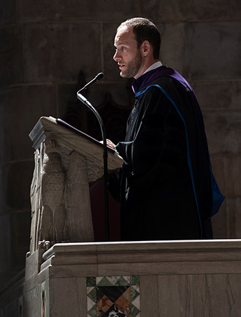 Chesa Boudin speaking at graduation