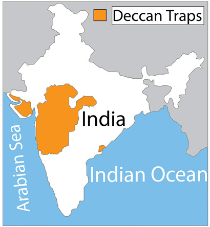 map of India showing lava flows