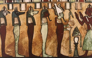 A drawing of ancient Egyptian representations of demons.