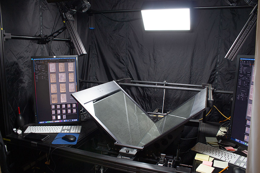 Scanning equipment with black backdrop