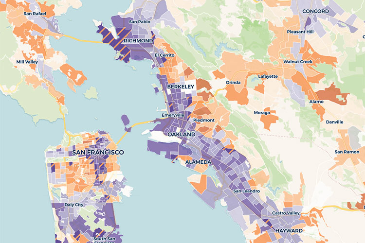 Interactive table that shows the risks of gentrification