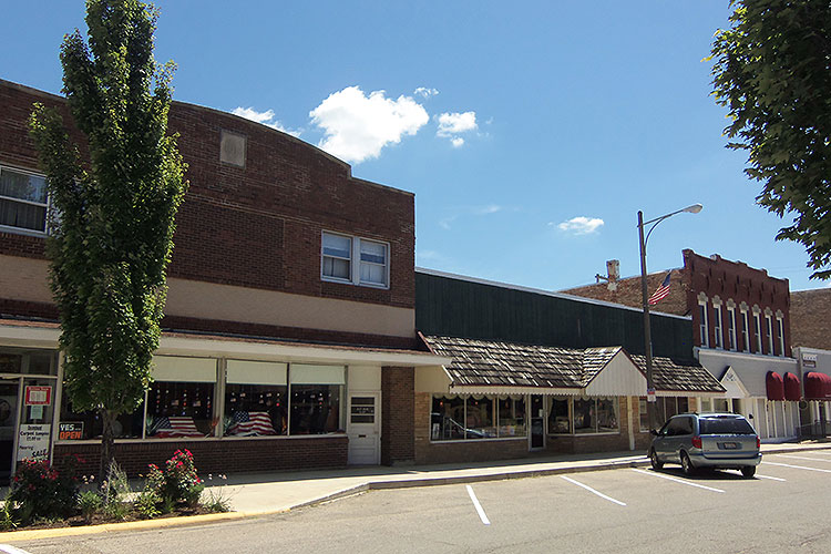 A quiet street in the farm town of Henry, Illinois.