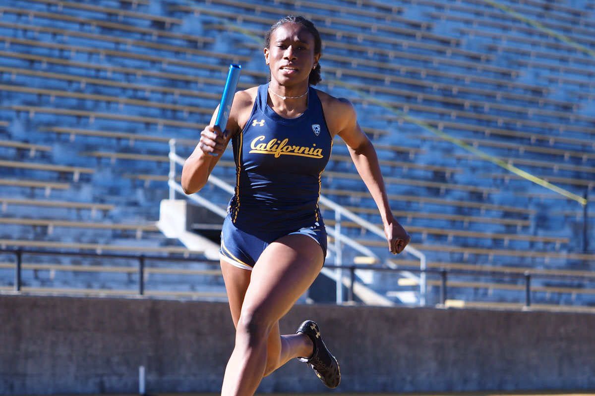 Track and field sprinter Ezinne Abba running