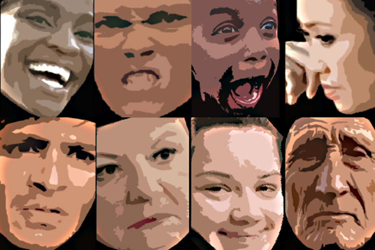 Posterized faces with different expressions of emotion.