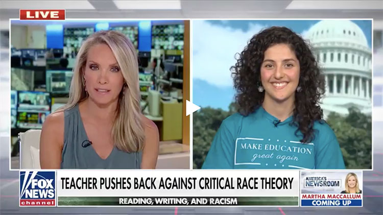 a screen shot of a Fox News segment that attacked critical race theory