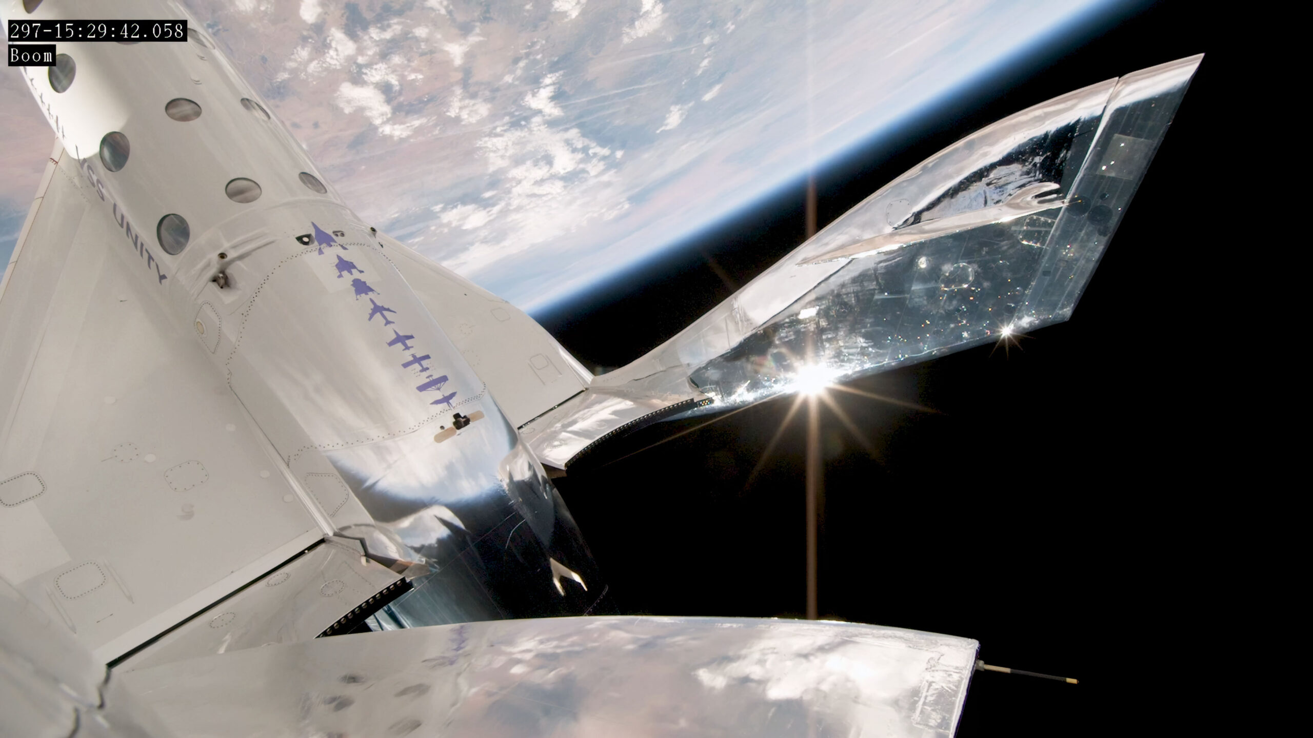 Spaceflight feather, as viewed aboard VSS Unity on June 8, 2024. The Virgin Galactic 07 flight carried Berkeley’s SpaceCal 3D printer and four other research payloads.