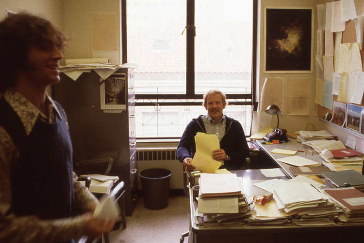 Reinhard Genzel in his Berkeley office circa 1984