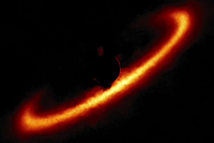 GPI image of dust ring, tilted relative to line of sight
