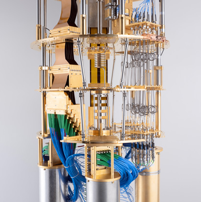 gold covered cryostate that houses IBM's quantum computer
