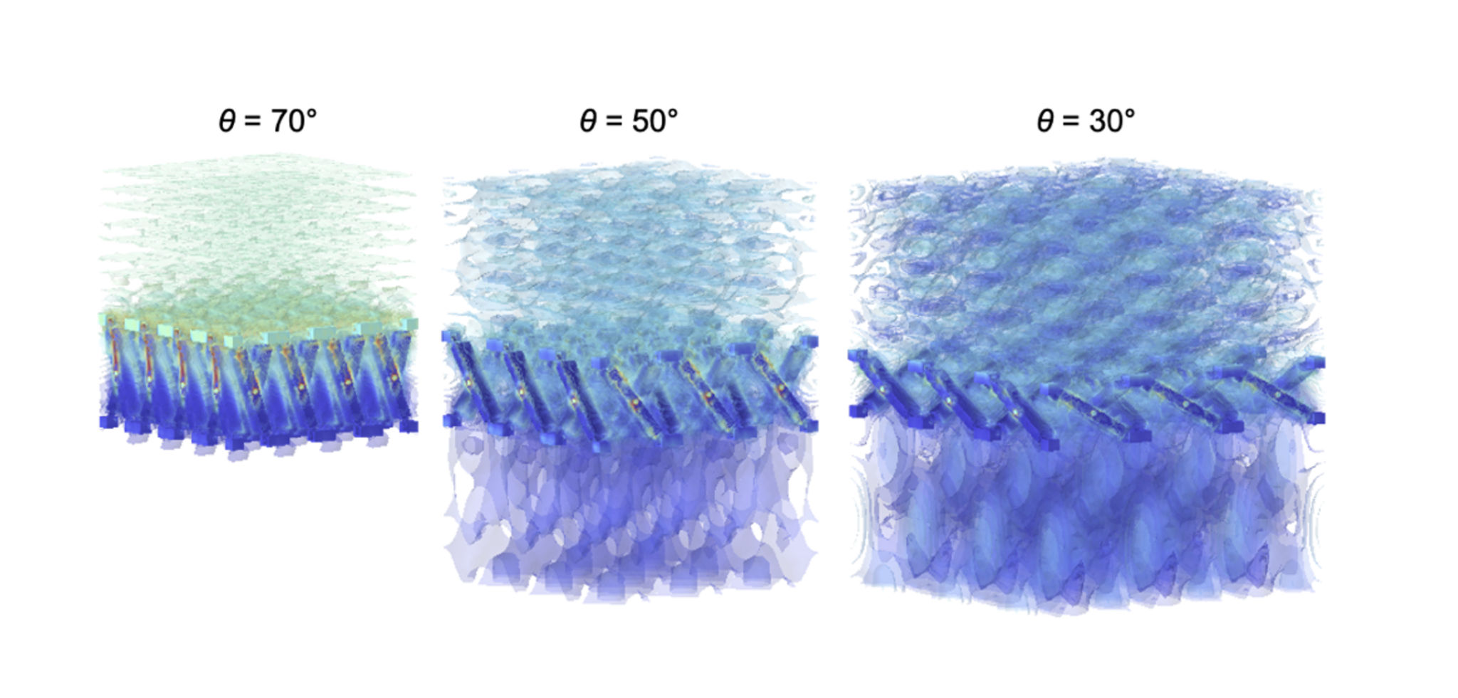 Diagram demonstrates tuning of electromagnetic waves (microwaves) through structural transformation of the metamaterial.