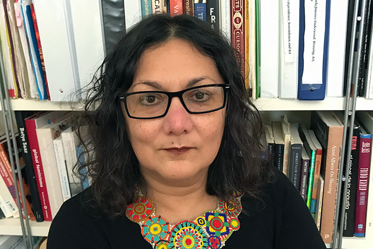 informal portrait of Laura Elisa Pérez, chair of the Latinx Research Center, coordinator of the Chicano Studies program and professor of ethnic studies