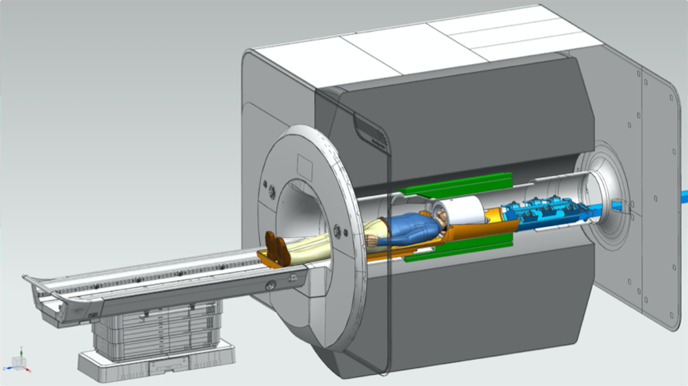 graphic of the inside of an fMRI machine with a person in it