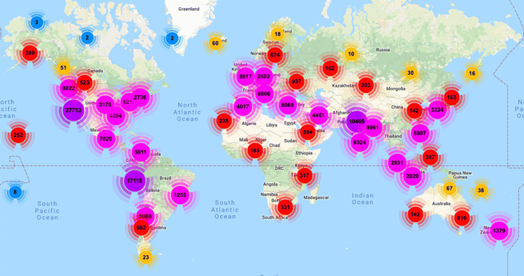 Map of MyShake users