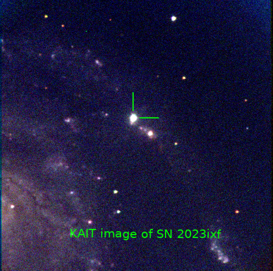 Image of a small white dot in center, the supernova