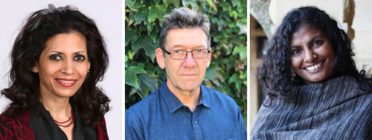 "From Nation to Homeland" Principal Investigators (left to right): Angana P. Chatterji, Thomas Blom Hansen, and Sharika Thiranagama.