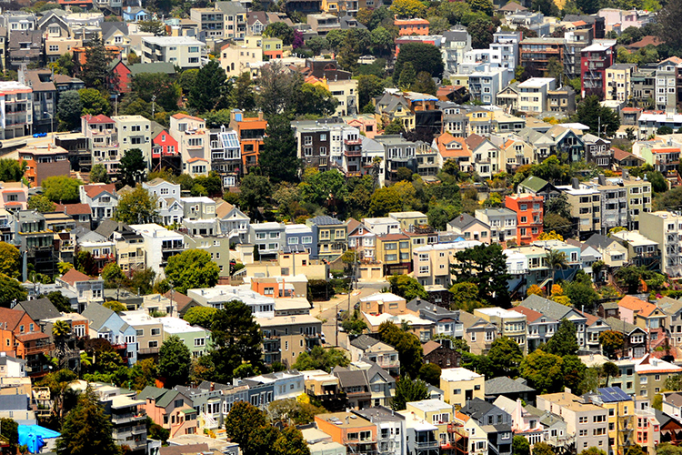 wide shot of hundreds of houses in San Francisco