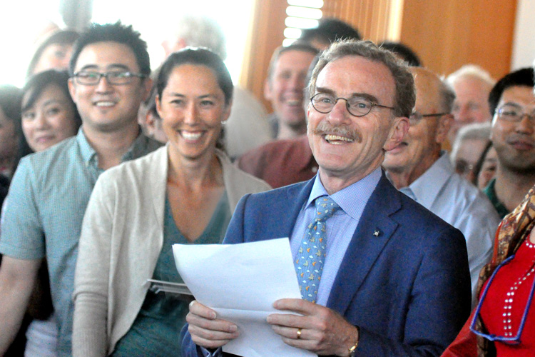 Randy Schekman at a party thrown by his lab in 2013