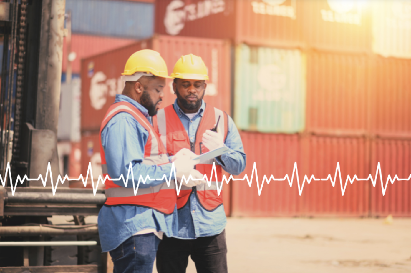 image of two construction workers talking together