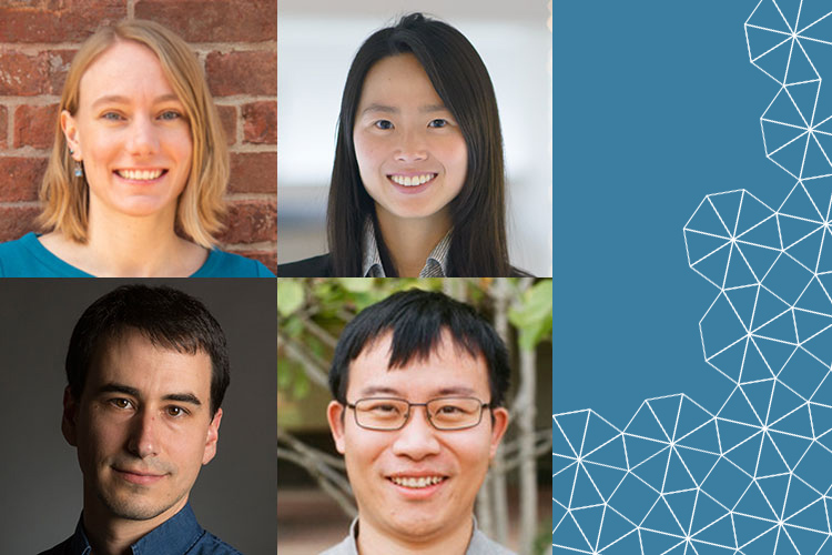 A photo collage featuring headshots of Yvette Fisher, Grace Gu, Avishay Tal and Ruixiang Zhang