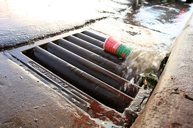 Water entering storm drain