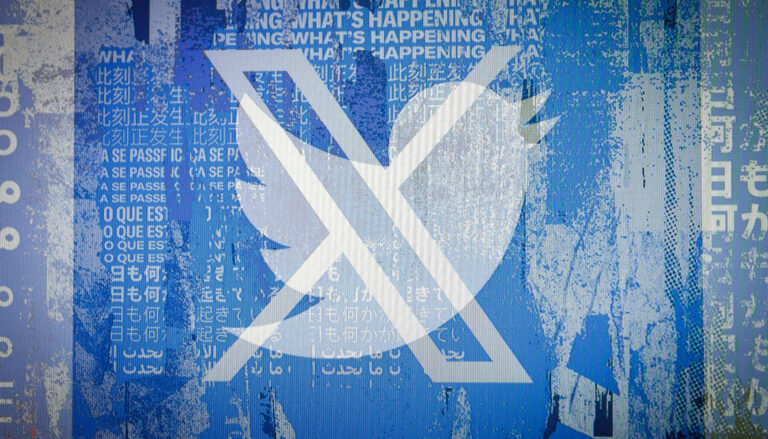 An overlay of the Twitter logo and the X logo