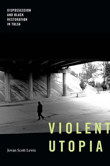 cover of Violent Utopia, a man walking under an overpass