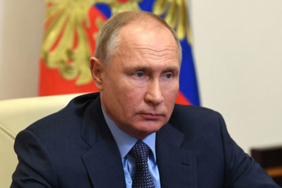 informal portrait of a pensive Vladimir Putin, president of Russia