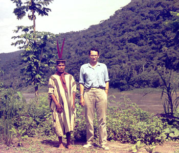 Gerald Weiss, right, on the Tambo River in Peru. 